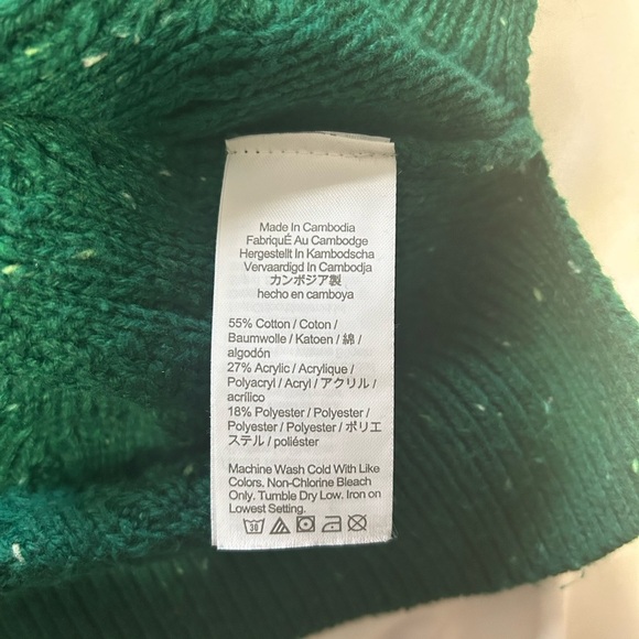 J. Crew Donegal Cable Crewneck Festive Green Sweater - Picture 5 of 7